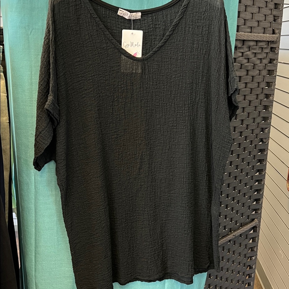 NWT Black V-Neck Women's Top Made in Italy